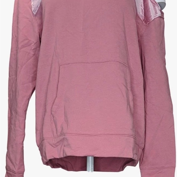 6. NWT Worthy Hunter McGrady Mixed Media Velvet Hoodie Mesa Rose XL - Picture 3 of 4